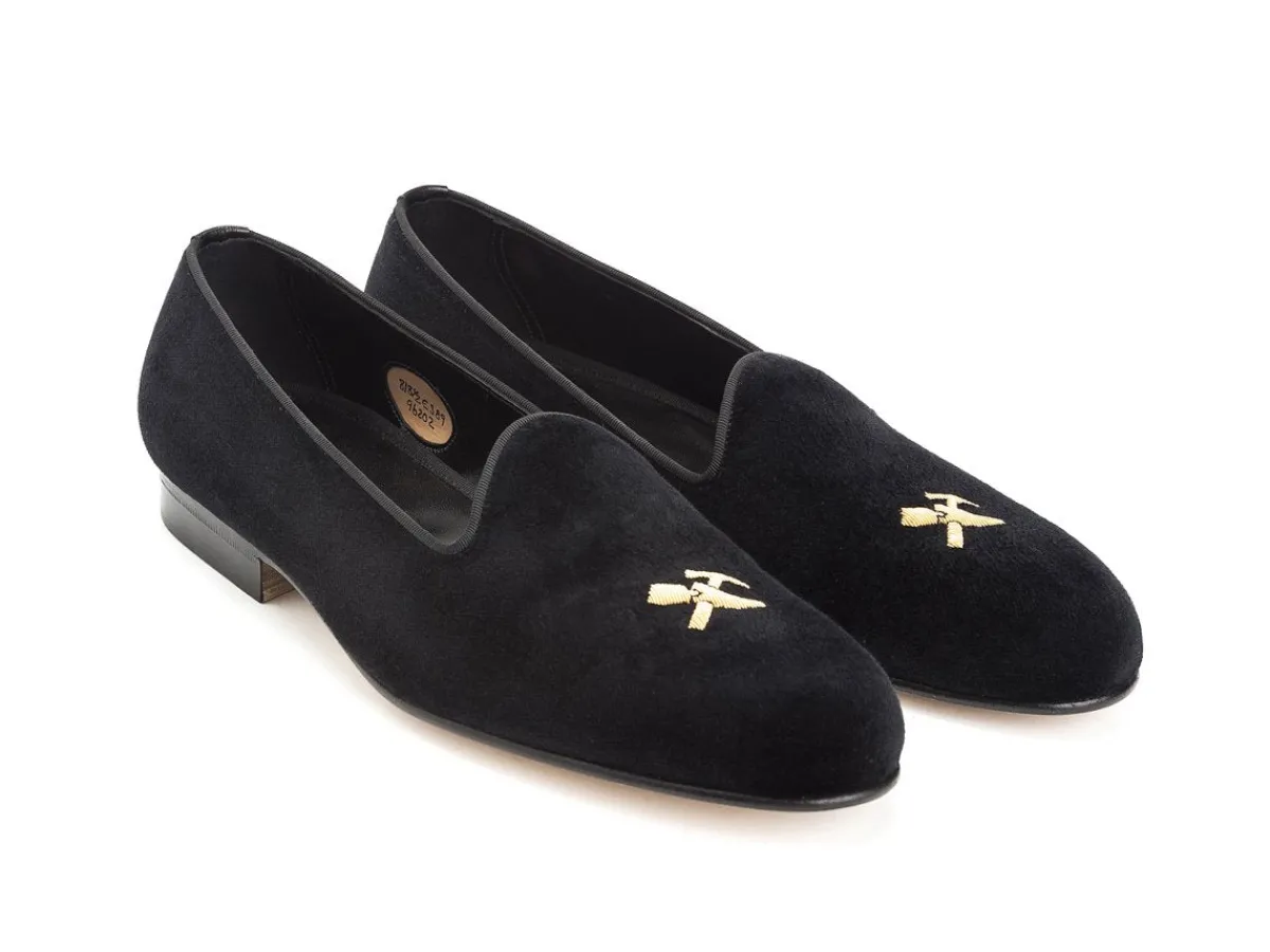 Slippers<Edward Green Albert Double Monk Black Velvet