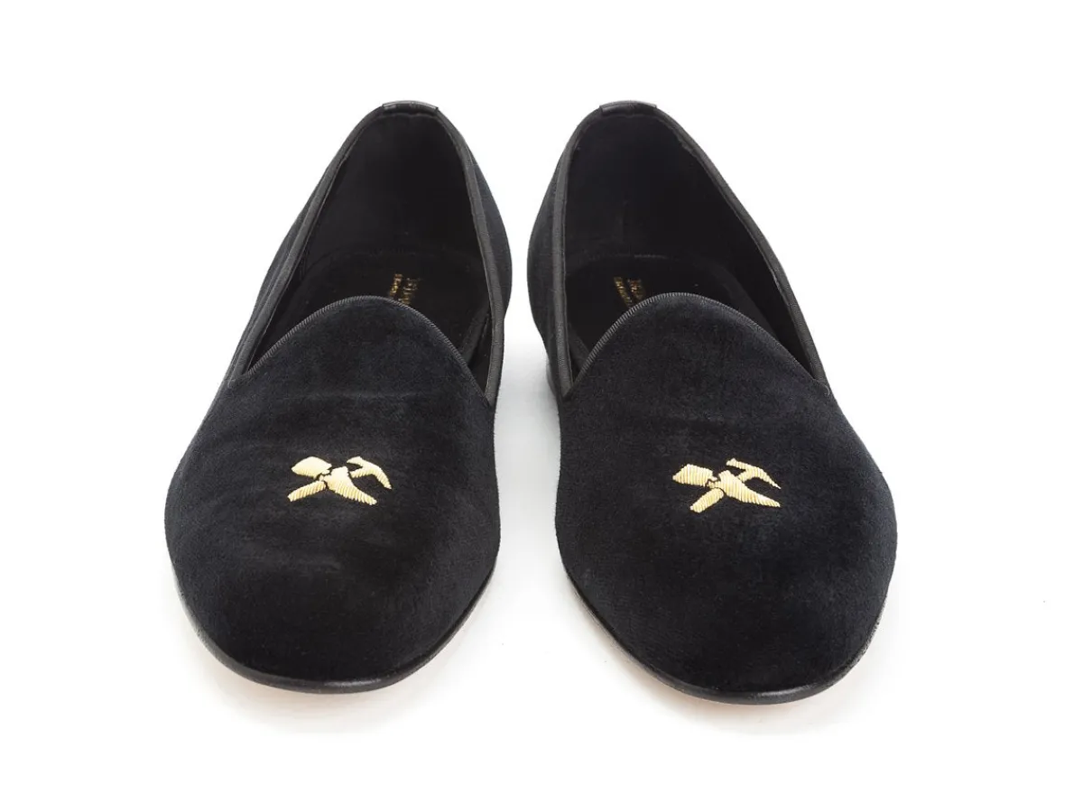 Slippers<Edward Green Albert Double Monk Black Velvet