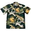 Aloha Shirts<Paradise Found Aloha Shirt Cotton Dragons & Tigers Forest Green