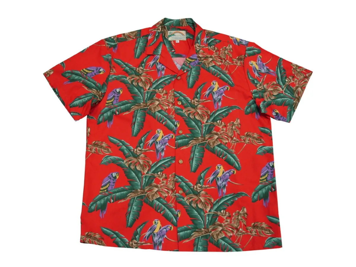 Aloha Shirts<Paradise Found Aloha Shirt Cotton Jungle Bird Red
