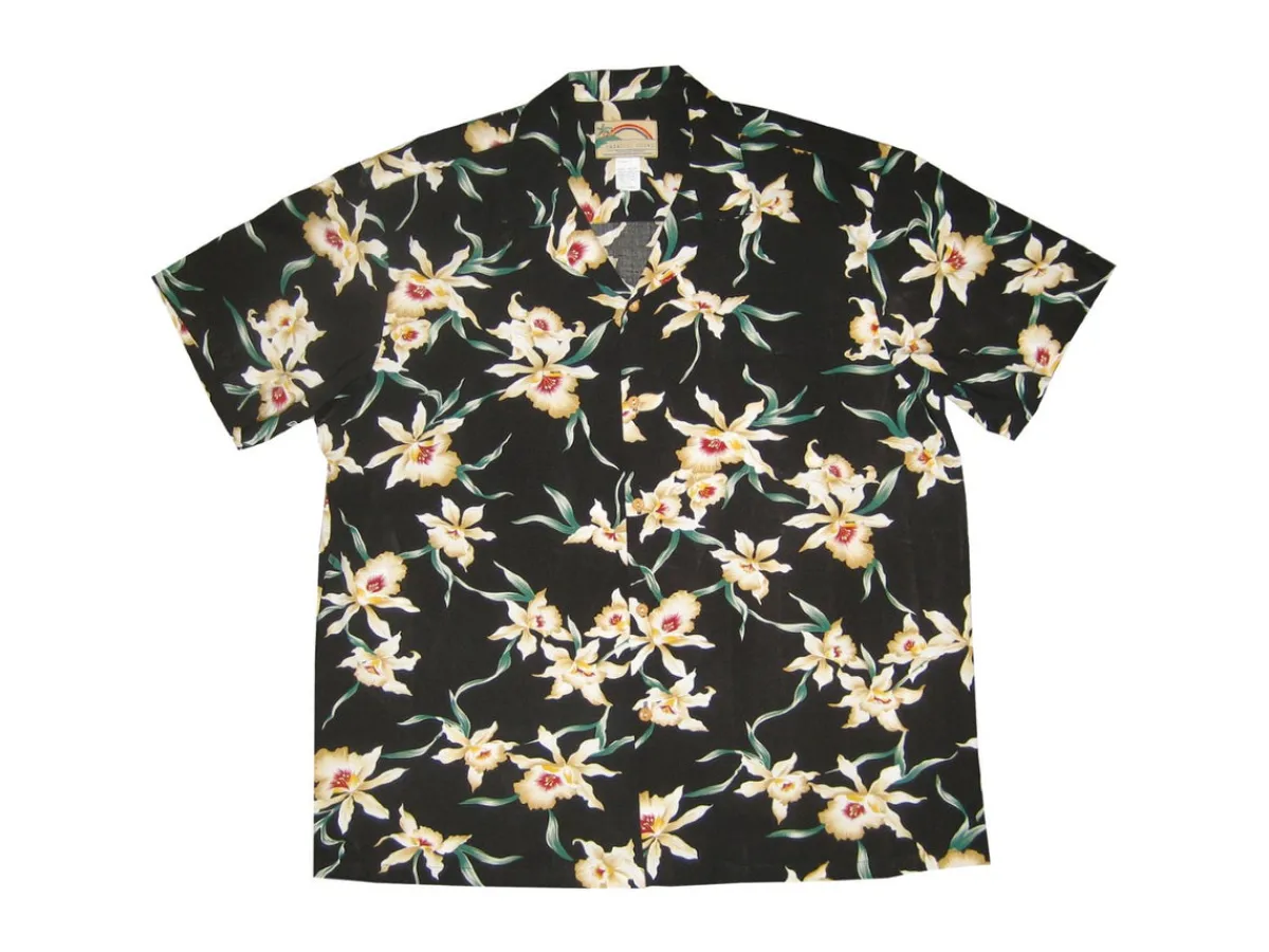 Aloha Shirts<Paradise Found Aloha Shirt Star Orchid Black