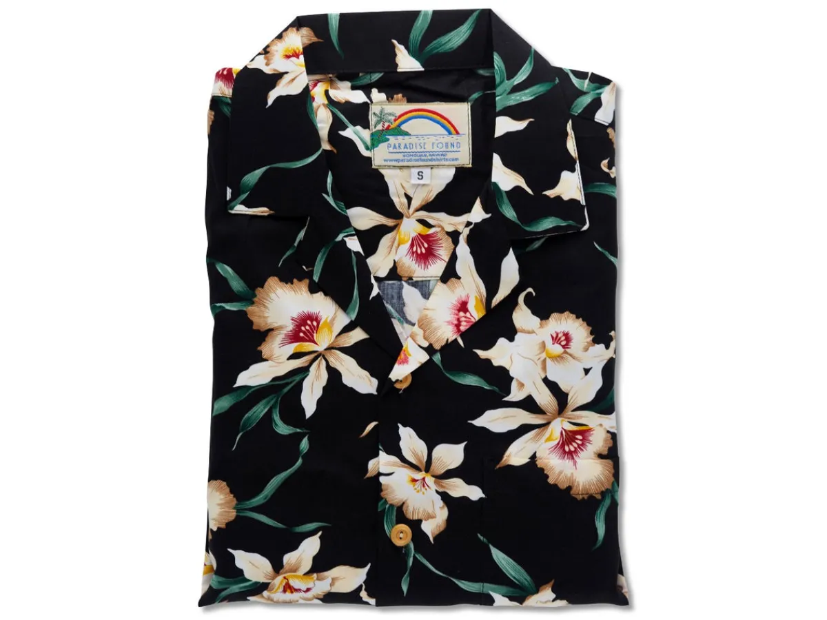 Aloha Shirts<Paradise Found Aloha Shirt Star Orchid Black