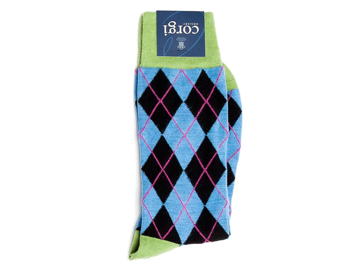 Socks<Corgi Argyle Socks Light Blue