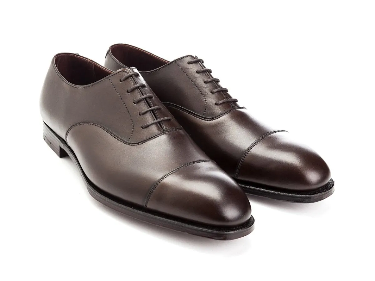 Straight Cap Oxfords | Oxfords<Crockett & Jones Audley Dark Brown Antique Calf