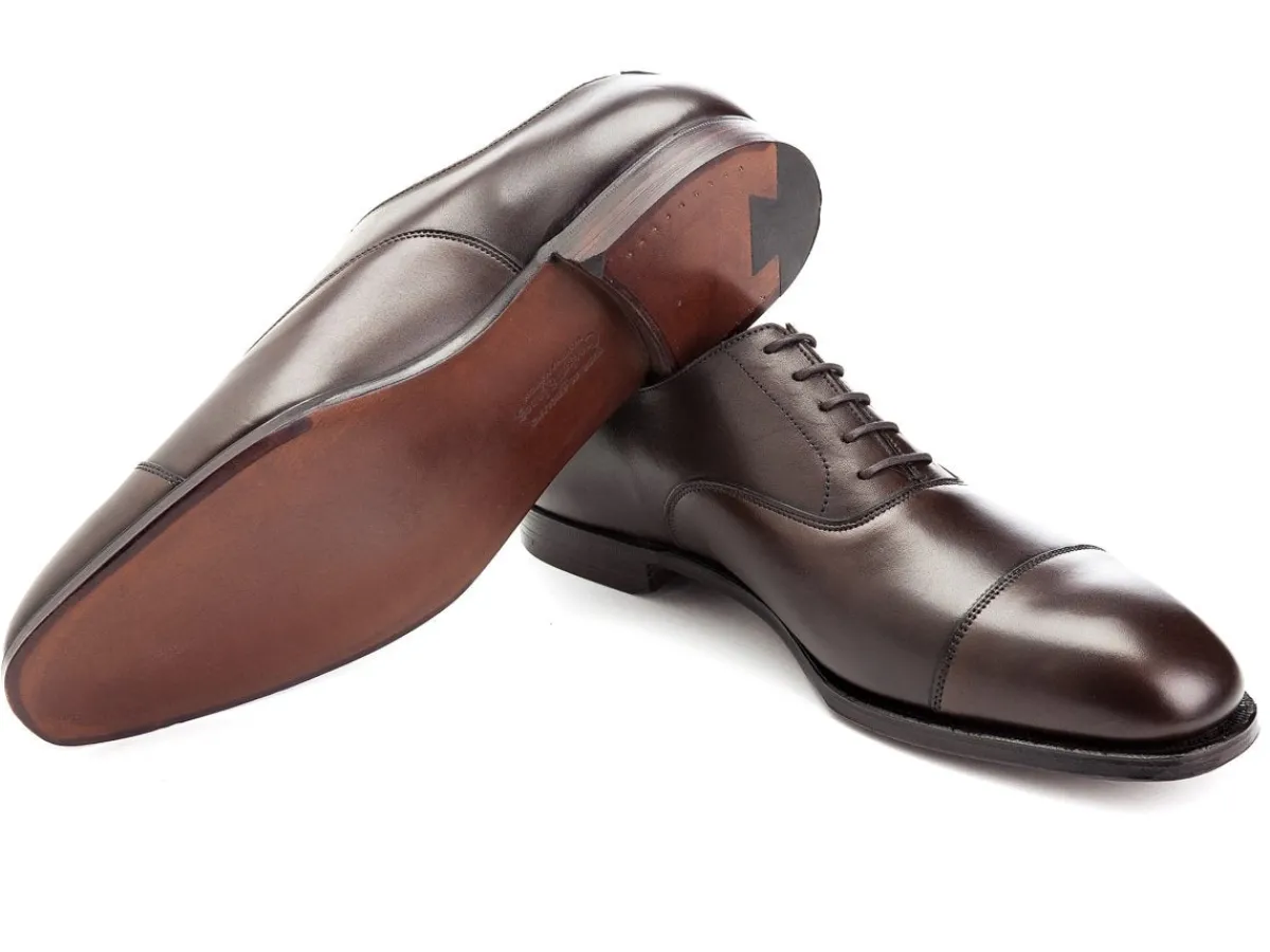 Straight Cap Oxfords | Oxfords<Crockett & Jones Audley Dark Brown Antique Calf