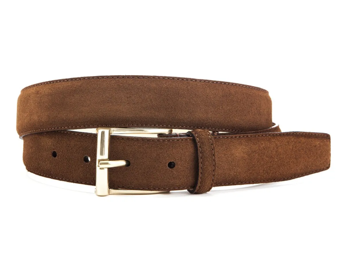Belts<Crockett & Jones Belt Tobacco Suede Brass Buckle