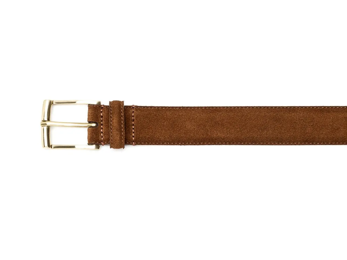 Belts<Crockett & Jones Belt Tobacco Suede Brass Buckle