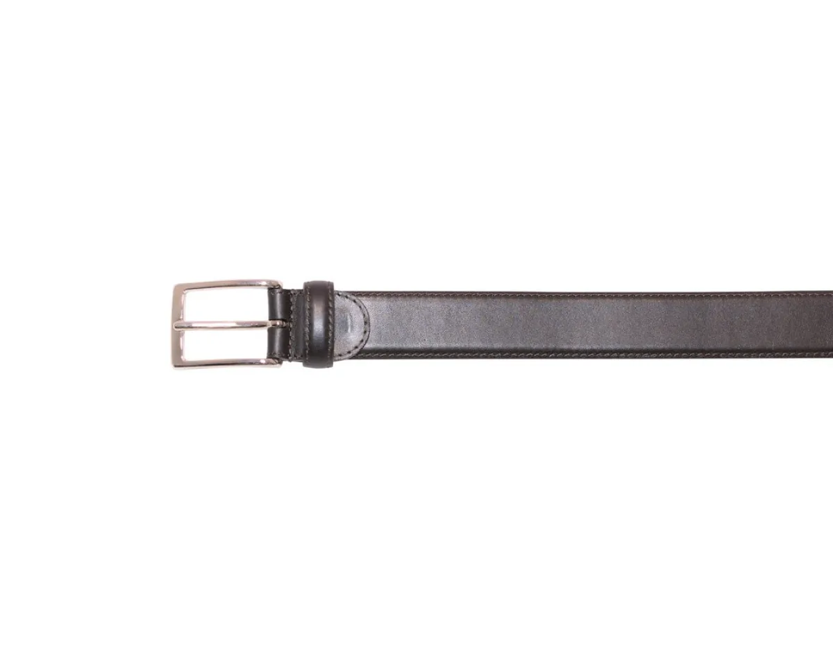 Belts<Simonnot Godard Belt with Nickel Buckle Dark Brown Calf