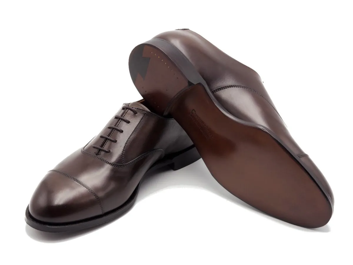 Straight Cap Oxfords | Oxfords<Crockett & Jones Bendigo Dark Brown Antique Calf