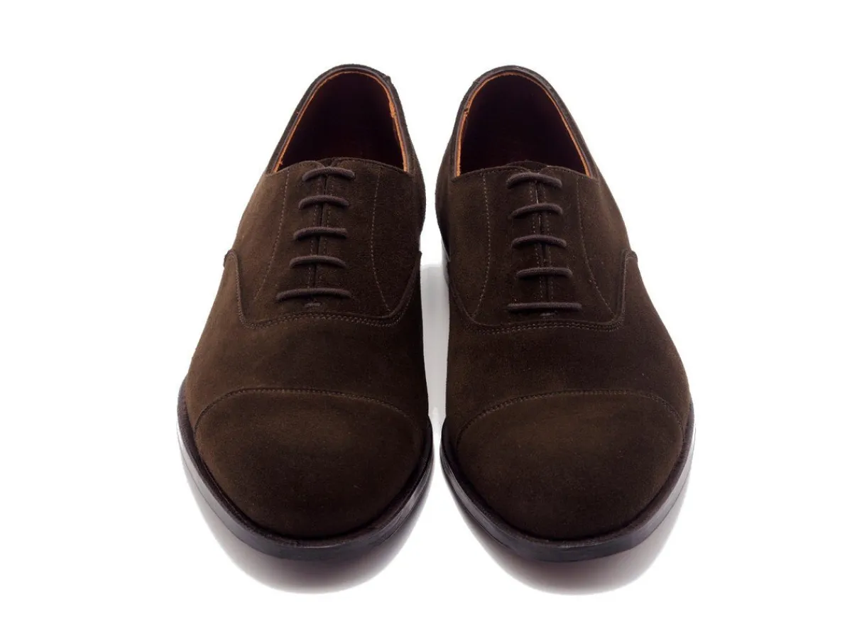 Straight Cap Oxfords | Suede<Crockett & Jones Bendigo Dark Brown Calf Suede
