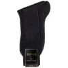 Socks<Bresciani Calf Length Cotton Socks Navy