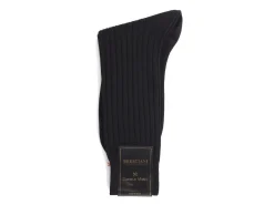 Socks<Bresciani Calf Length Cotton Socks 3-Ply Black