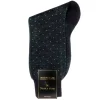 Socks<Bresciani Calf Length Cotton Socks Navy with Light Blue Spots