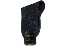 Socks<Bresciani Calf Length Cotton Socks Navy with Light Blue Spots