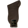 Socks<Bresciani Calf Length Cotton Socks Dark Brown Herringbone