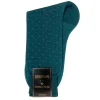 Socks<Bresciani Calf Length Cotton Socks Teal with Aqua Spots