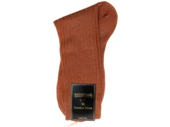 Socks<Bresciani Calf Length Cotton Socks Brown