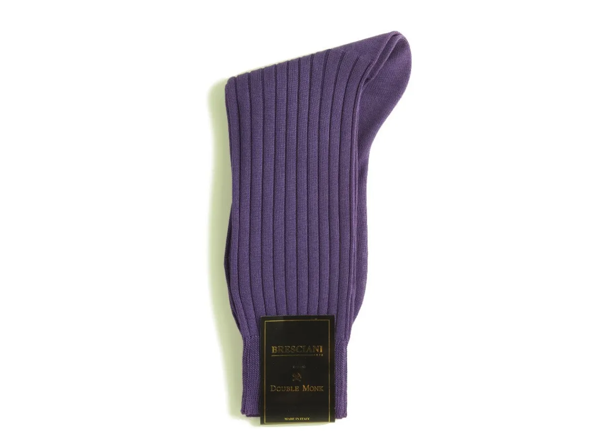 Socks<Bresciani Calf Length Cotton Socks 3-Ply Mauve