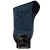 Socks<Bresciani Calf Length Cotton Socks Navy & Blue Dogstooth