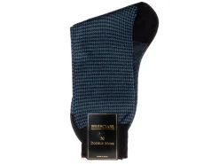 Socks<Bresciani Calf Length Cotton Socks Navy & Blue Dogstooth