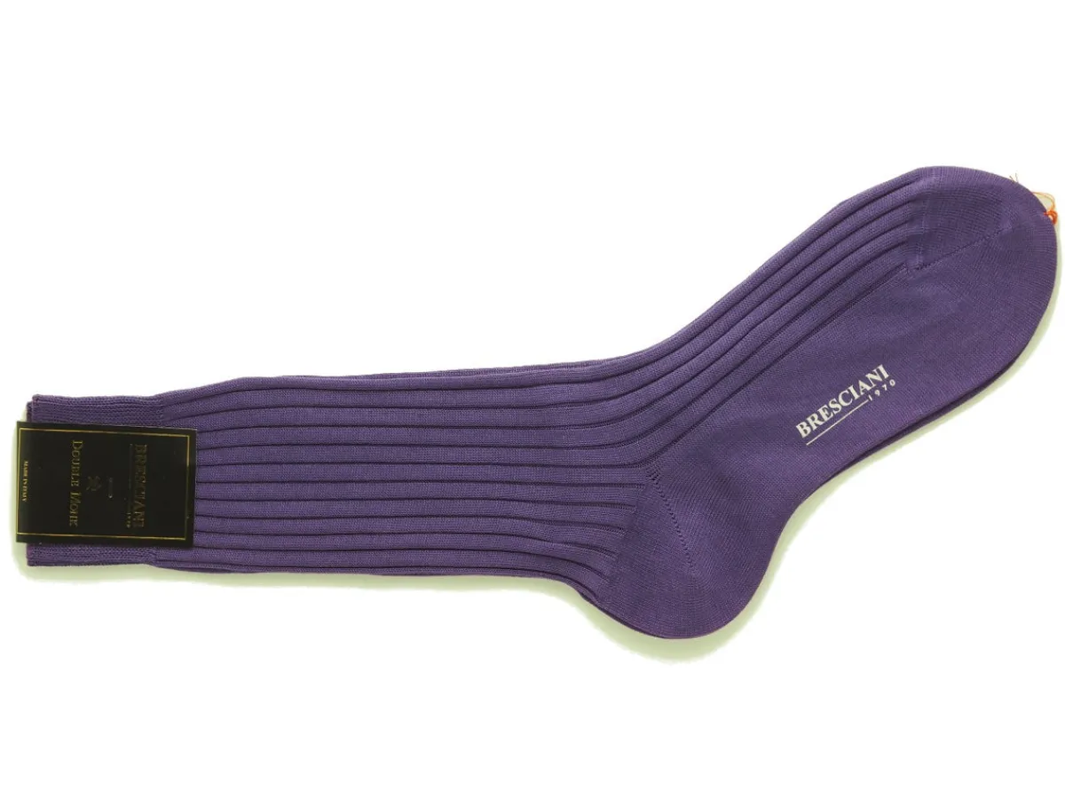 Socks<Bresciani Calf Length Cotton Socks 3-Ply Mauve