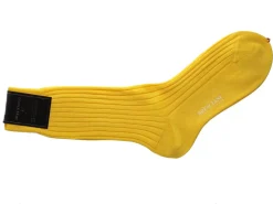 Socks<Bresciani Calf Length Cotton Socks 3-Ply Lemon