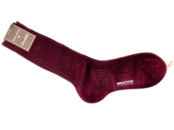 Socks<Bresciani Calf Length Cotton Socks Burgundy