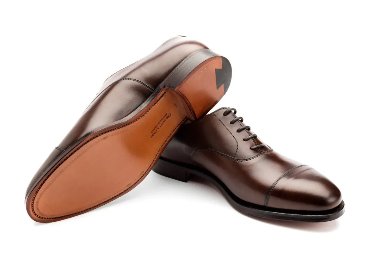 Straight Cap Oxfords | Oxfords<Crockett & Jones Connaught Dark Brown Burnished Calf