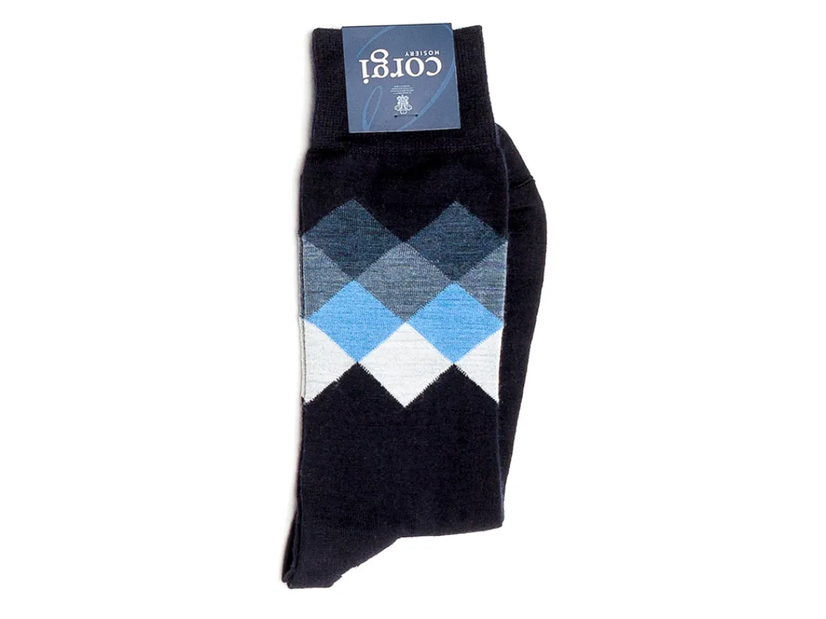 Socks<Corgi Diamond Pattern Socks Black