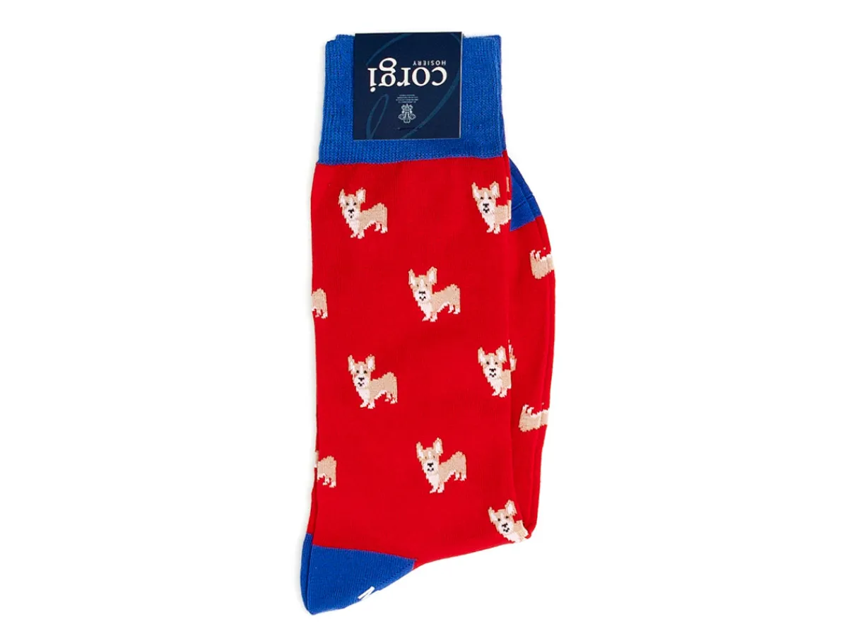 Socks<Corgi Dog Pattern Socks Red