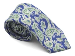 Ties<Double Monk Five Fold Shantung Tie Paisley Blue