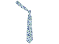 Ties<Double Monk Five Fold Shantung Tie Paisley Blue