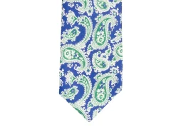Ties<Double Monk Five Fold Shantung Tie Paisley Blue