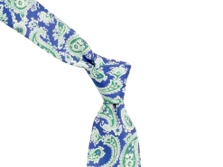 Ties<Double Monk Five Fold Shantung Tie Paisley Blue
