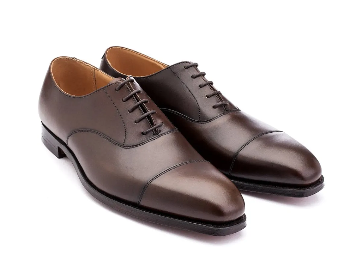 Straight Cap Oxfords | Oxfords<Crockett & Jones Hallam Dark Brown Burnished Calf