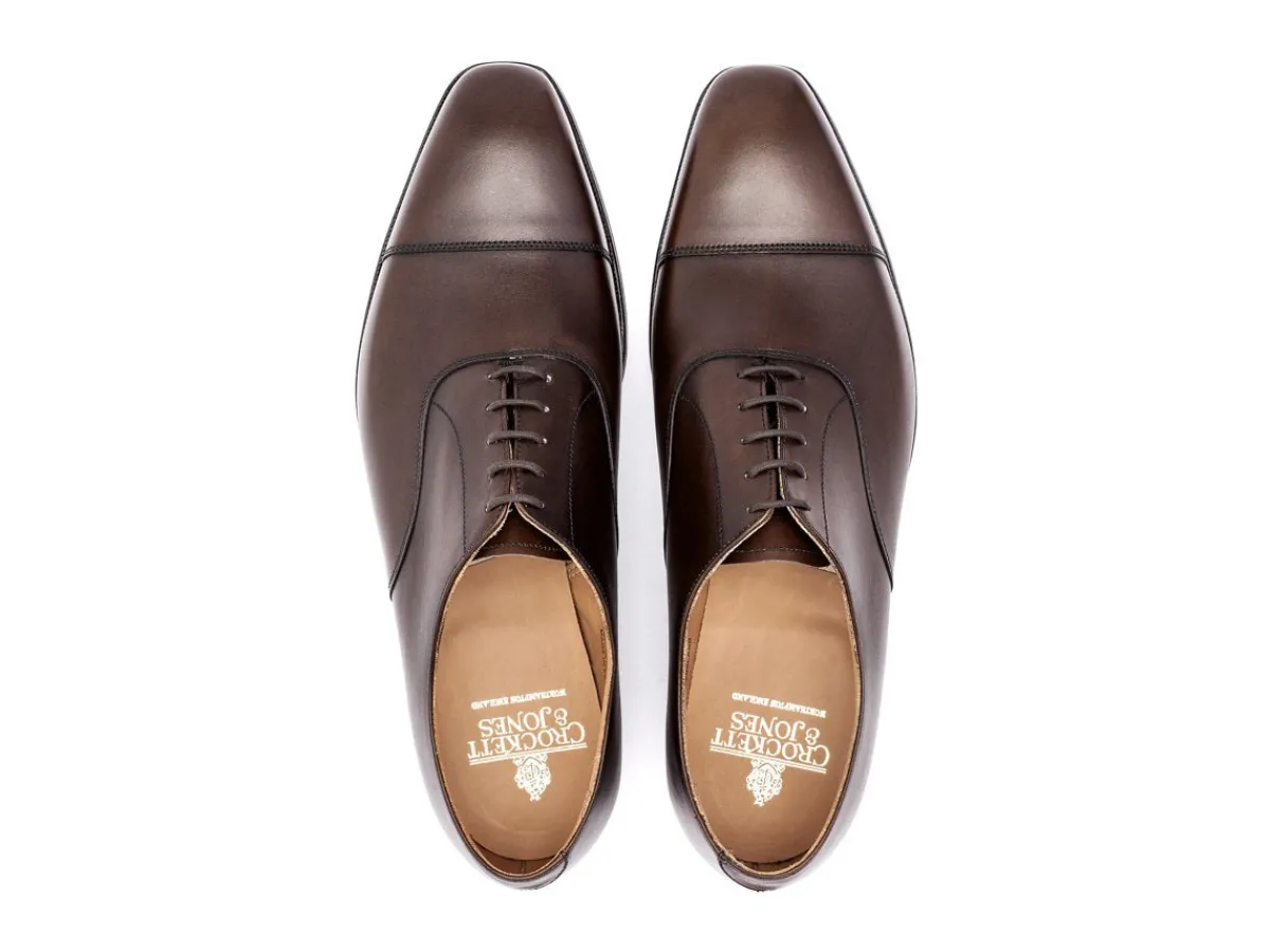 Straight Cap Oxfords | Oxfords<Crockett & Jones Hallam Dark Brown Burnished Calf