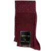Socks<Bresciani Knee Length Cotton Socks Burgundy with Teal Spots