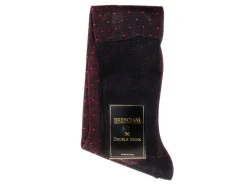 Socks<Bresciani Knee Length Cotton Socks Navy with Red Spots