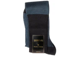 Socks<Bresciani Knee Length Cotton Socks Navy & Blue Dogstooth