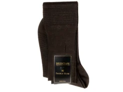 Socks<Bresciani Knee Length Cotton Socks Brown & Black Dogstooth