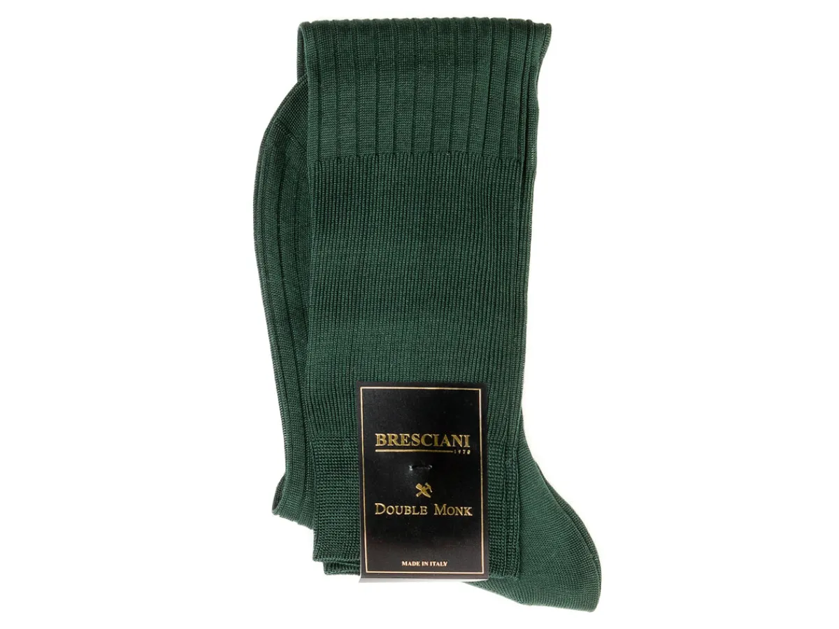 Socks<Bresciani Knee Length Cotton Socks Dark Green