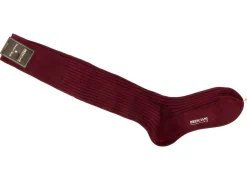 Socks<Bresciani Knee Length Cotton Socks Burgundy