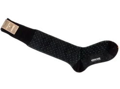 Socks<Bresciani Knee Length Cotton Socks Navy with Light Blue Spots