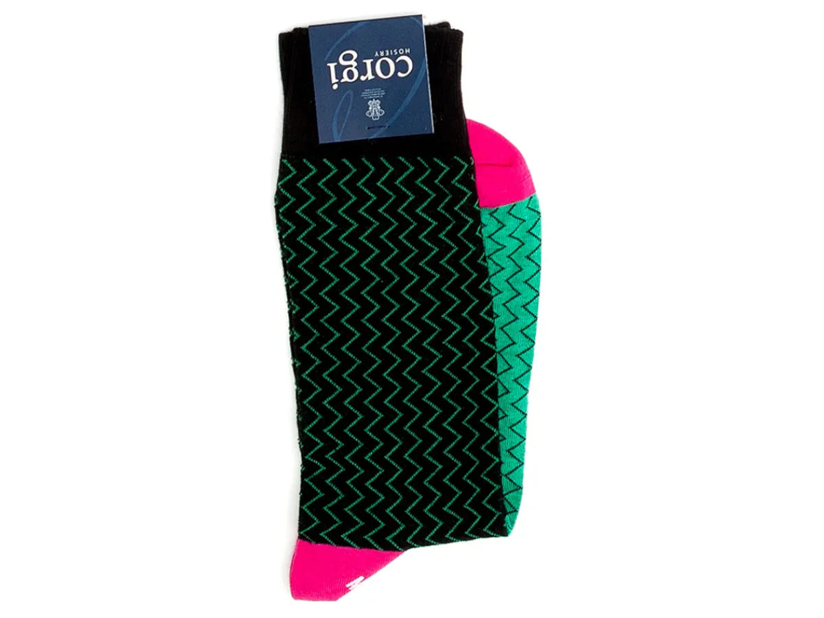 Socks<Corgi Lightning Stripe Socks Green