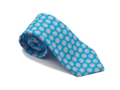 Ties<Double Monk Linen Tie Flower Blue