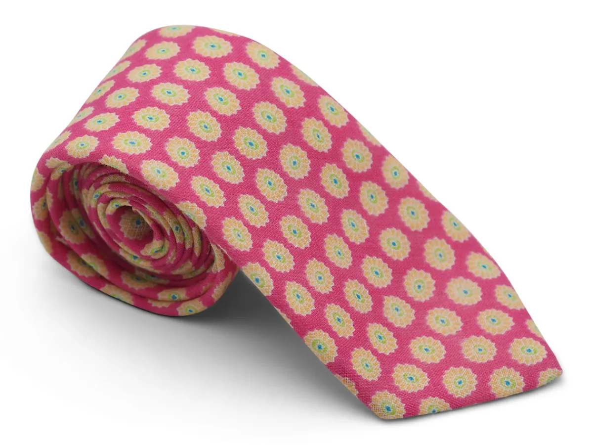 Ties<Double Monk Linen Tie Flower Pink