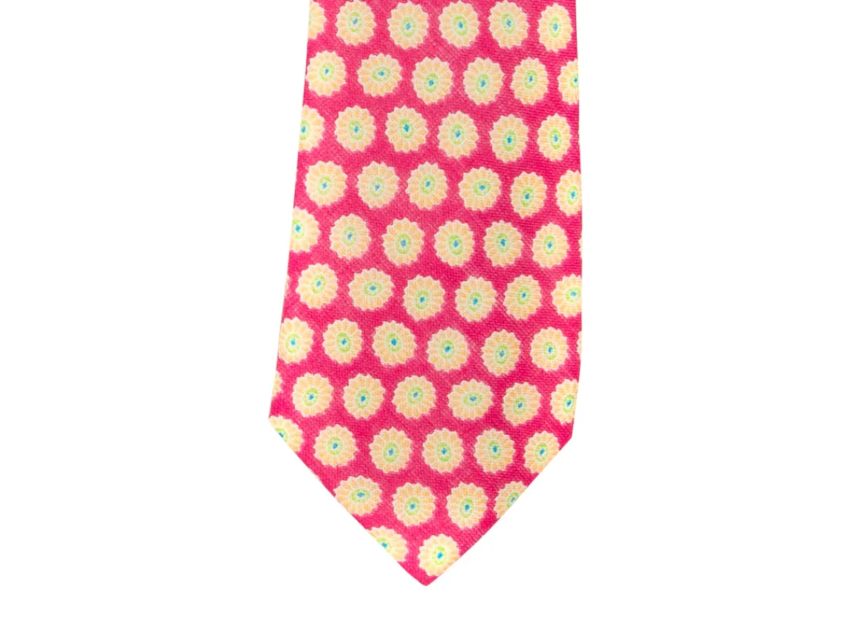 Ties<Double Monk Linen Tie Flower Pink