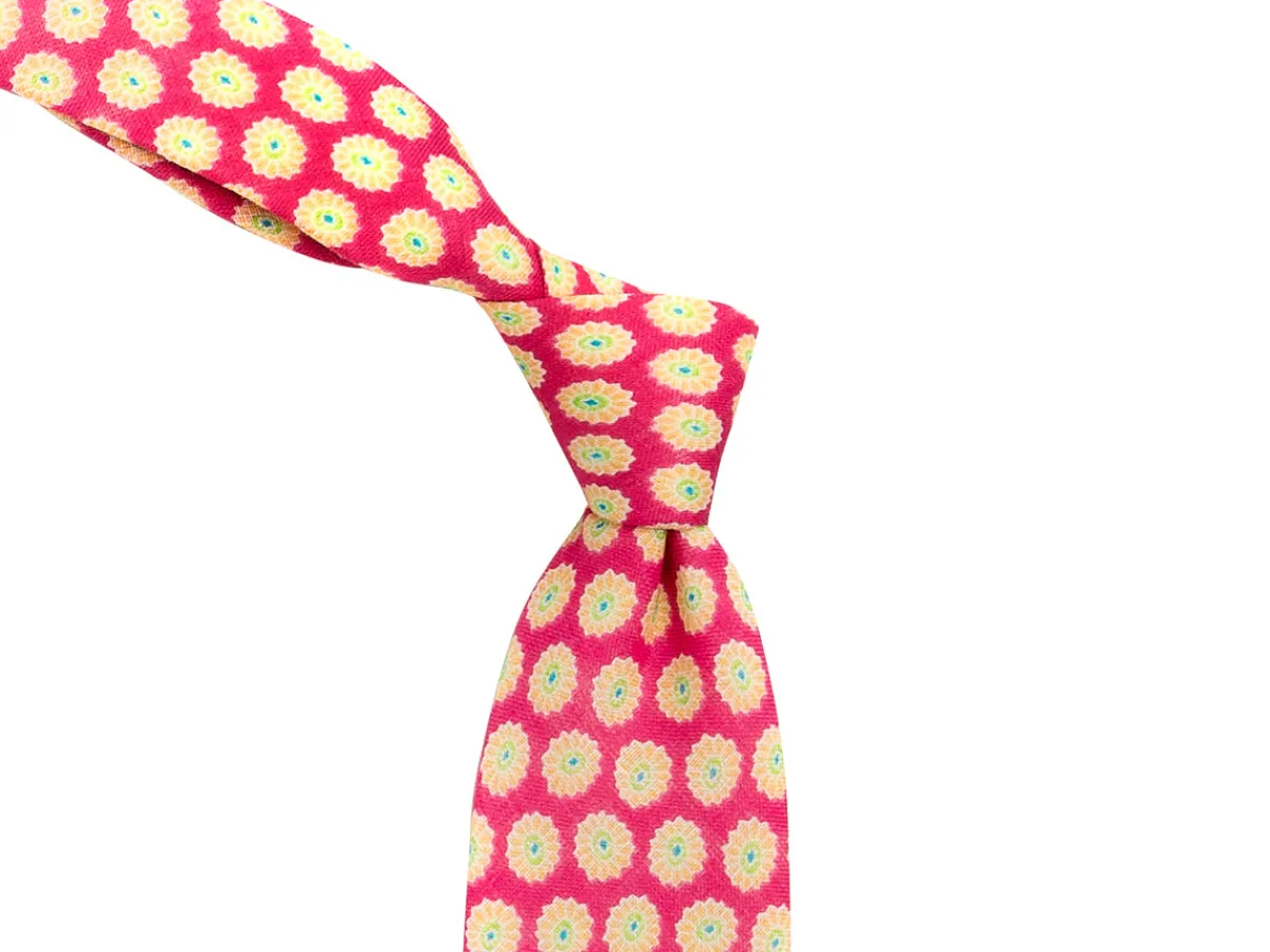 Ties<Double Monk Linen Tie Flower Pink