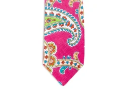 Ties<Double Monk Linen Tie Large Paisley Pink