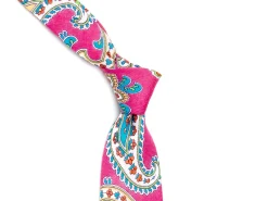 Ties<Double Monk Linen Tie Large Paisley Pink